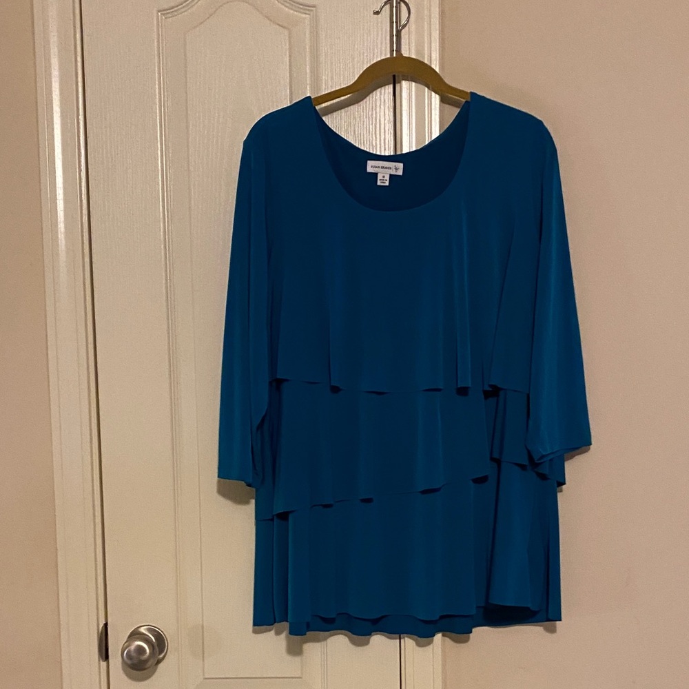 Susan Graver Vibrant Blue Top 1X